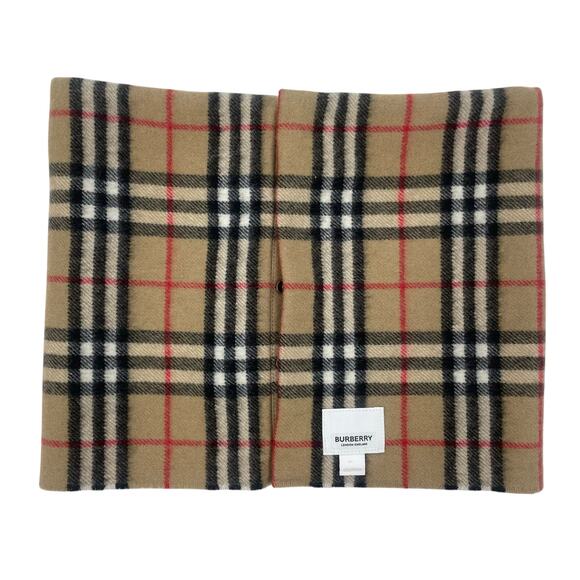 Burberry House Check Cashmere Neck Warmer Loop Scarf Tan Brown 26"x 9.5" - Picture 3 of 10